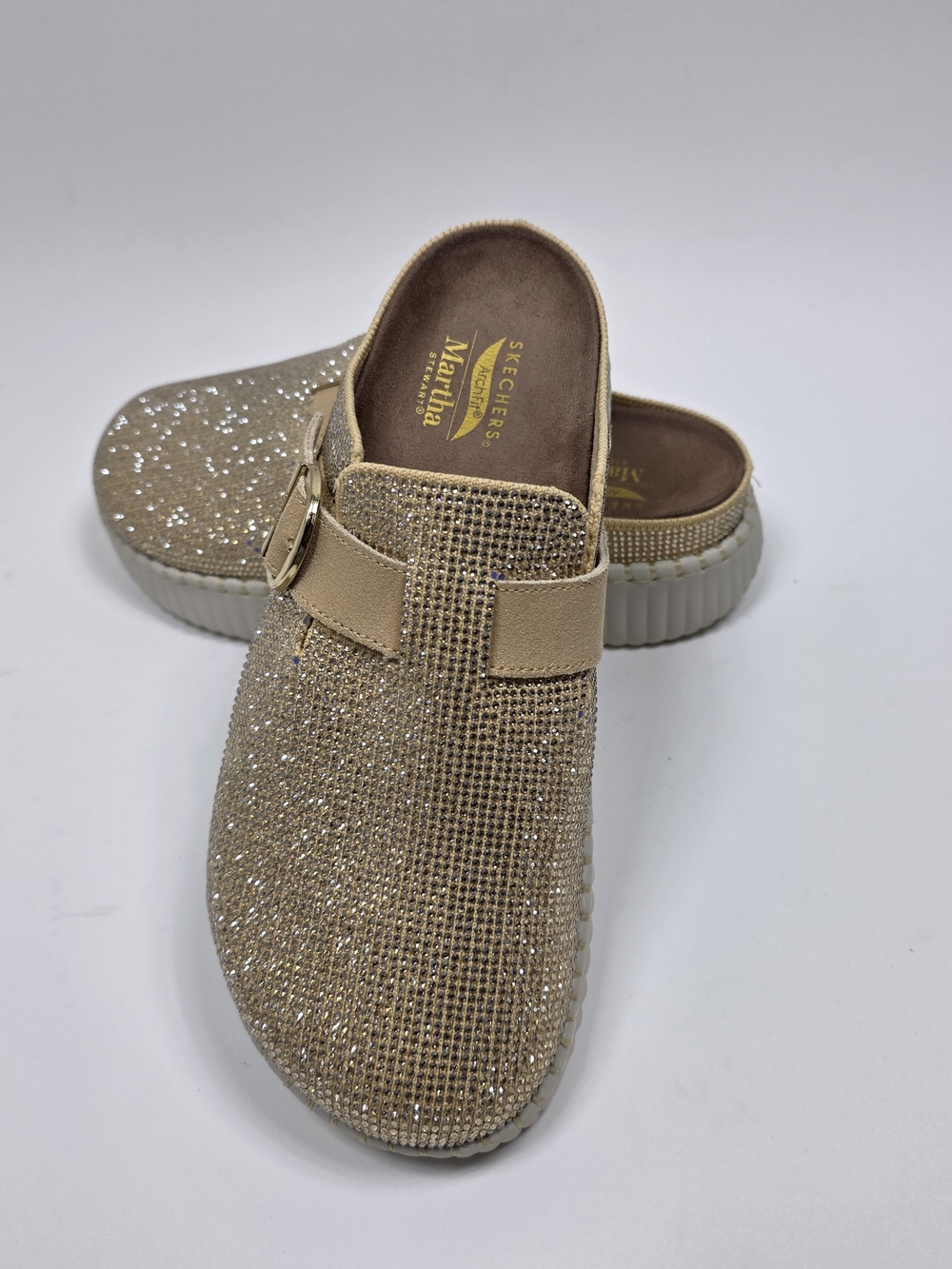 Skechers Martha Stewart Studded Comfort Arch Fit Slip-On Clogs Gold Womens 8.5